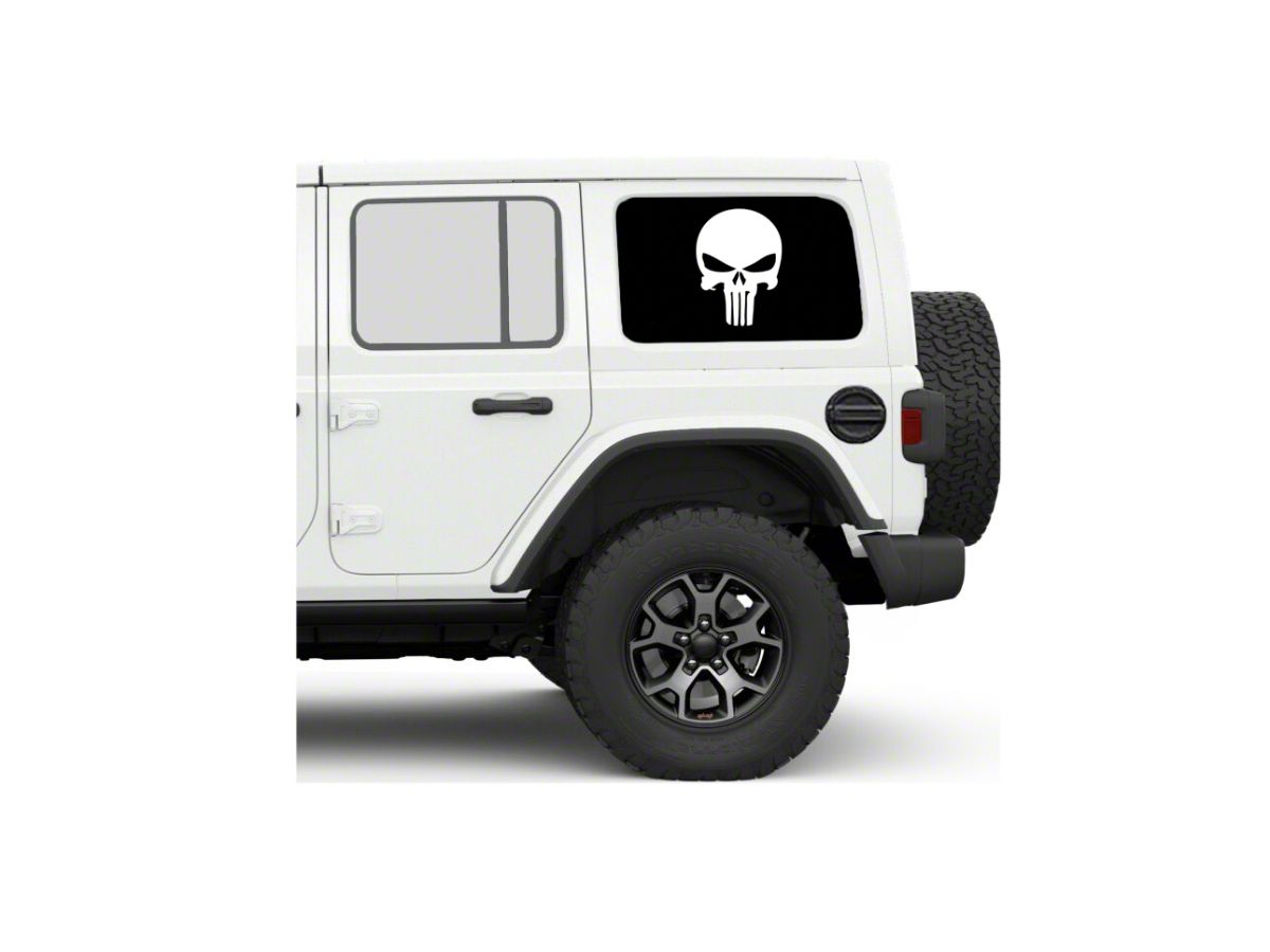 Jeep Wrangler Unlimited 4 Door Window Punisher Skull American Flag Vinyl Decal 
