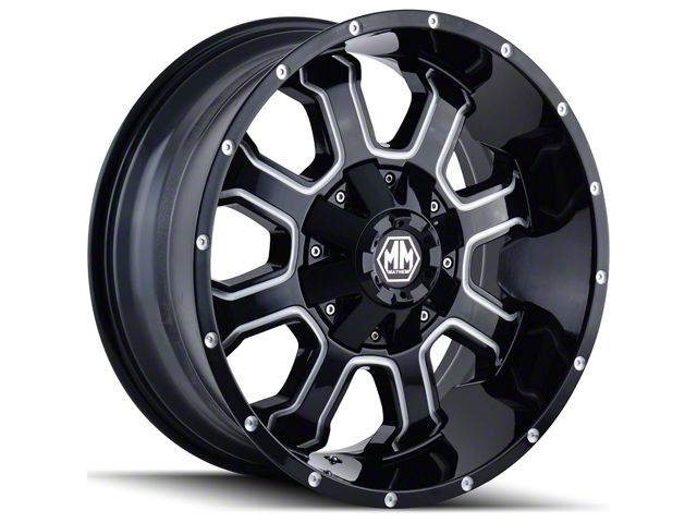 Mayhem Wheels Fierce Gloss Black Milled Wheel; 17x9 (18-24 Jeep Wrangler JL)
