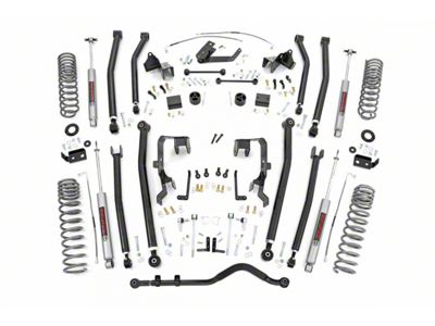 Rough Country 4-Inch Long Arm Suspension Lift Kit with Premium N3 Shocks (07-11 Jeep Wrangler JK 2-Door)