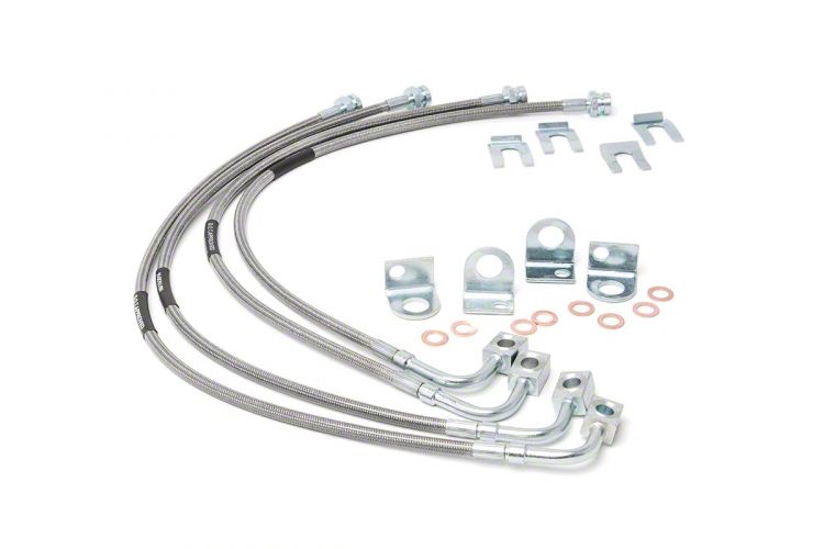 Rough Country Jeep Wrangler Front and Rear Stainless Steel Brake Lines ...