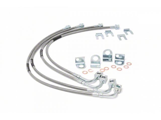 Rough Country Front and Rear Stainless Steel Brake Lines for 4 to 6-Inch Lift (07-18 Jeep Wrangler JK)