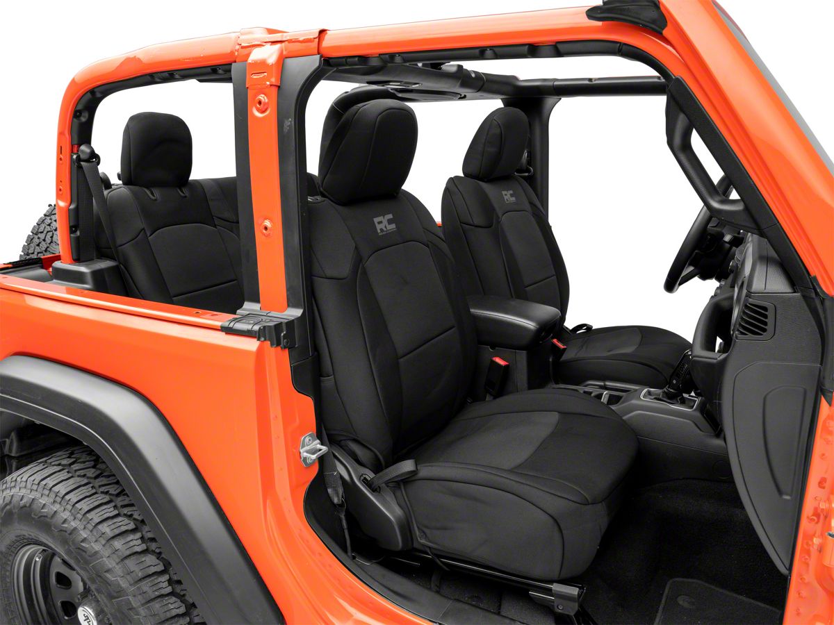 Jeep Wrangler JL 2DR Custom Water Resistant 91020 Rough Country Neoprene Seat Covers Front/Rear Black Fits 2018-2019 