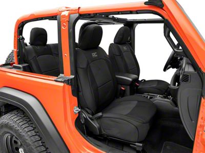 Rough Country Neoprene Front and Rear Seat Covers; Black (18-23 Jeep Wrangler JL 2-Door)