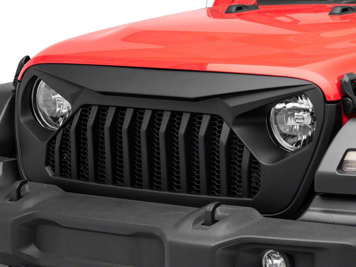 Rough Country Jeep Wrangler Angry Eyes Replacement Grille; Matte Black  10496 (18-23 Jeep Wrangler JL, Excluding EcoDiesel) - Free Shipping