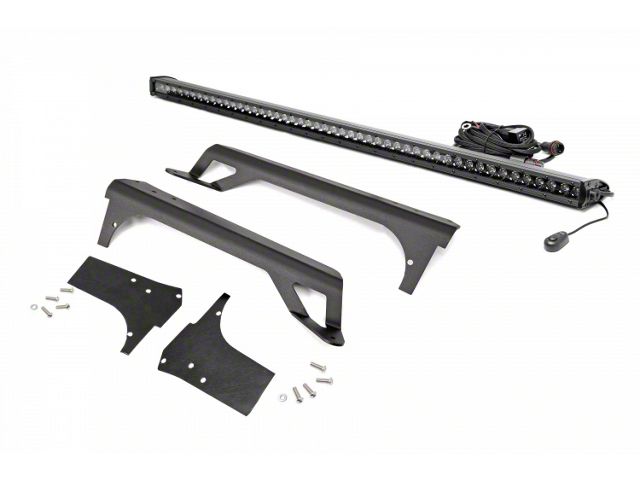 Rough Country 50-Inch Black Series Single Row Straight LED Light Bar with Upper Windshield Mounting Brackets (97-06 Jeep Wrangler TJ)