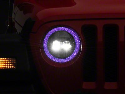 Raxiom Jeep Wrangler Axial Series 9-Inch LED Headlights with RGB Halo;  Black Housing; Clear Lens J142668 (18-23 Jeep Wrangler JL) - Free Shipping