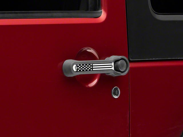 RedRock Old Glory Door Handle Inserts; Black and White (07-18 Jeep Wrangler JK 2-Door)