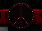 Peace Sign LED Spare Tire Cover; Red; 30 to 32-Inch Tire Cover (66-18 Jeep CJ5, CJ7, Wrangler YJ, TJ & JK)