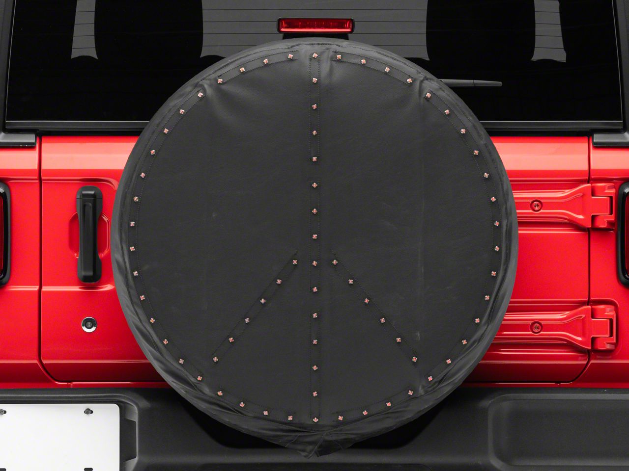 Jeep Wrangler Peace Sign LED Spare Tire Cover; Red; 30 to 32-Inch Tire Cover  (66-18 Jeep CJ5, CJ7, Wrangler YJ, TJ  JK)