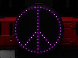 Peace Sign LED Spare Tire Cover; Pink; 30 to 32-Inch Tire Cover (66-18 Jeep CJ5, CJ7, Wrangler YJ, TJ & JK)