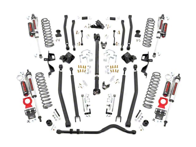 Rough Country 4-Inch Long Arm Suspension Lift Kit with Vertex Reservior Shocks (18-23 2.0L or 3.6L Jeep Wrangler JL 4-Door, Excluding 4xe & Rubicon)