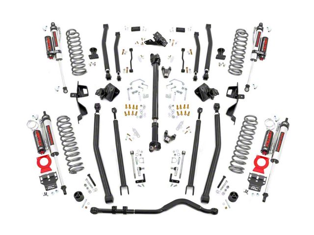 Rough Country 6-Inch Long Arm Suspension Lift Kit with Vertex Shocks (18-23 2.0L or 3.6L Jeep Wrangler JL 4-Door, Excluding Rubicon)