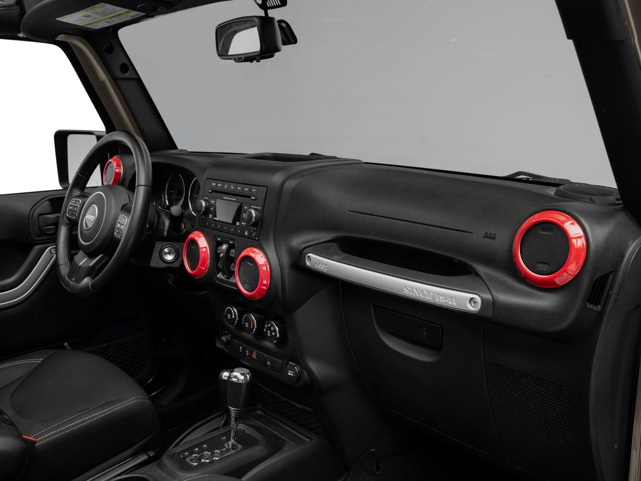 RedRock Jeep Wrangler Shifter and Cup Holder Bezel Trim Set; Red J142914  (11-18 Jeep Wrangler JK) - Free Shipping