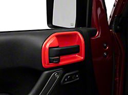 RedRock Interior Door Handle Trim Bezels; Red (07-18 Jeep Wrangler JK 2-Door)