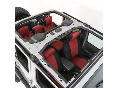 Smittybilt Neoprene Front and Rear Seat Covers; Black/Red (18-24 Jeep Wrangler JL 2-Door, Excluding Rubicon)
