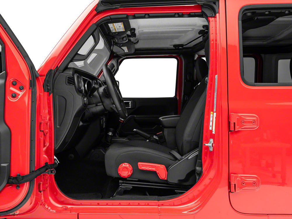 RedRock Driver Side Seat Height and Lumbar Adjustment Covers; Red (18