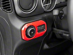 Alterum Headlight Switch Trim; Red (18-22 Jeep Wrangler JL)