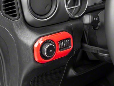 RedRock Headlight Switch Trim; Red (18-23 Jeep Wrangler JL)