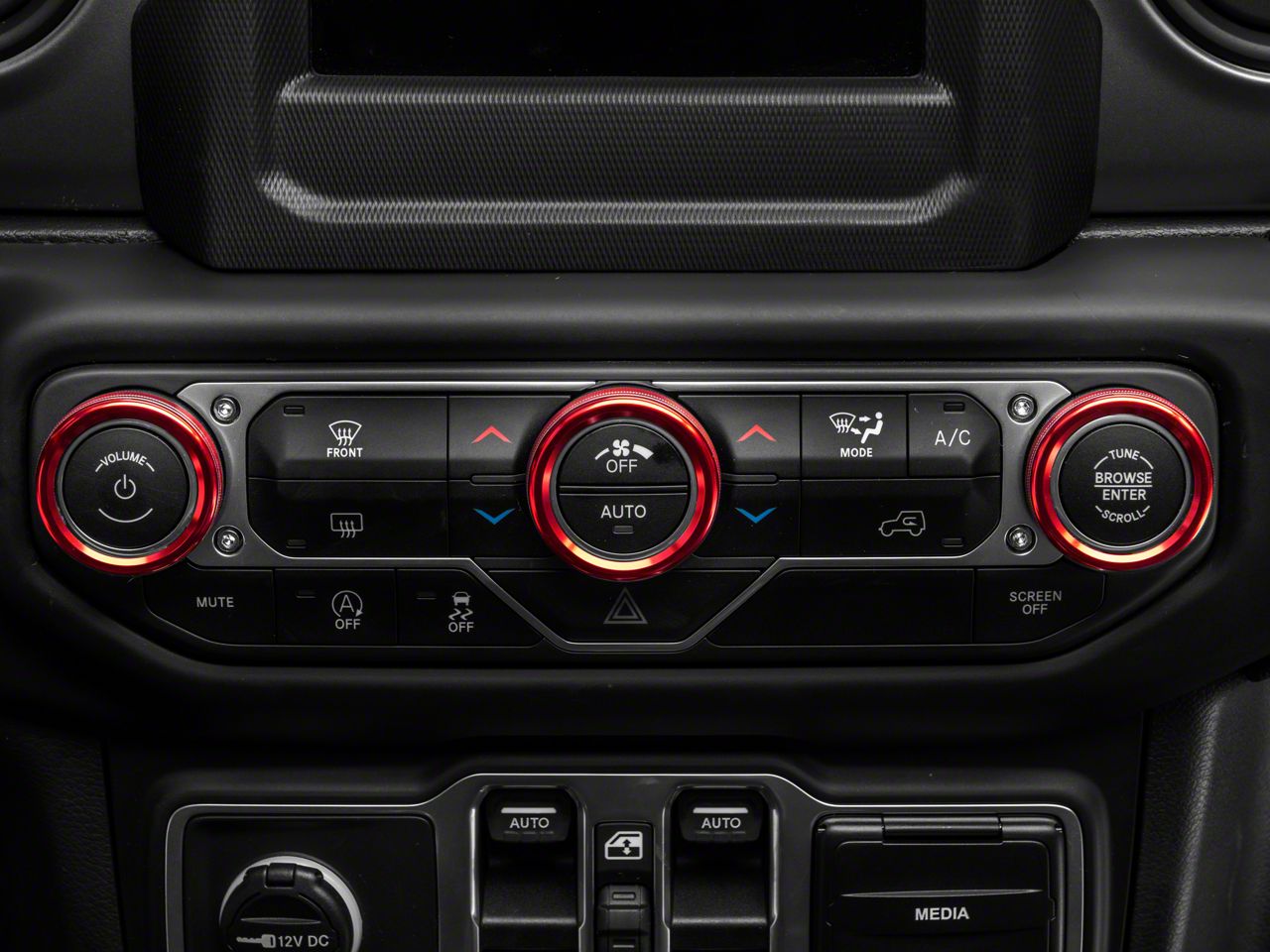 CheroCar Red AC Radio Switch Knob Trim Rings – For Dodge RAM 1500 2018+ (5 Pack)