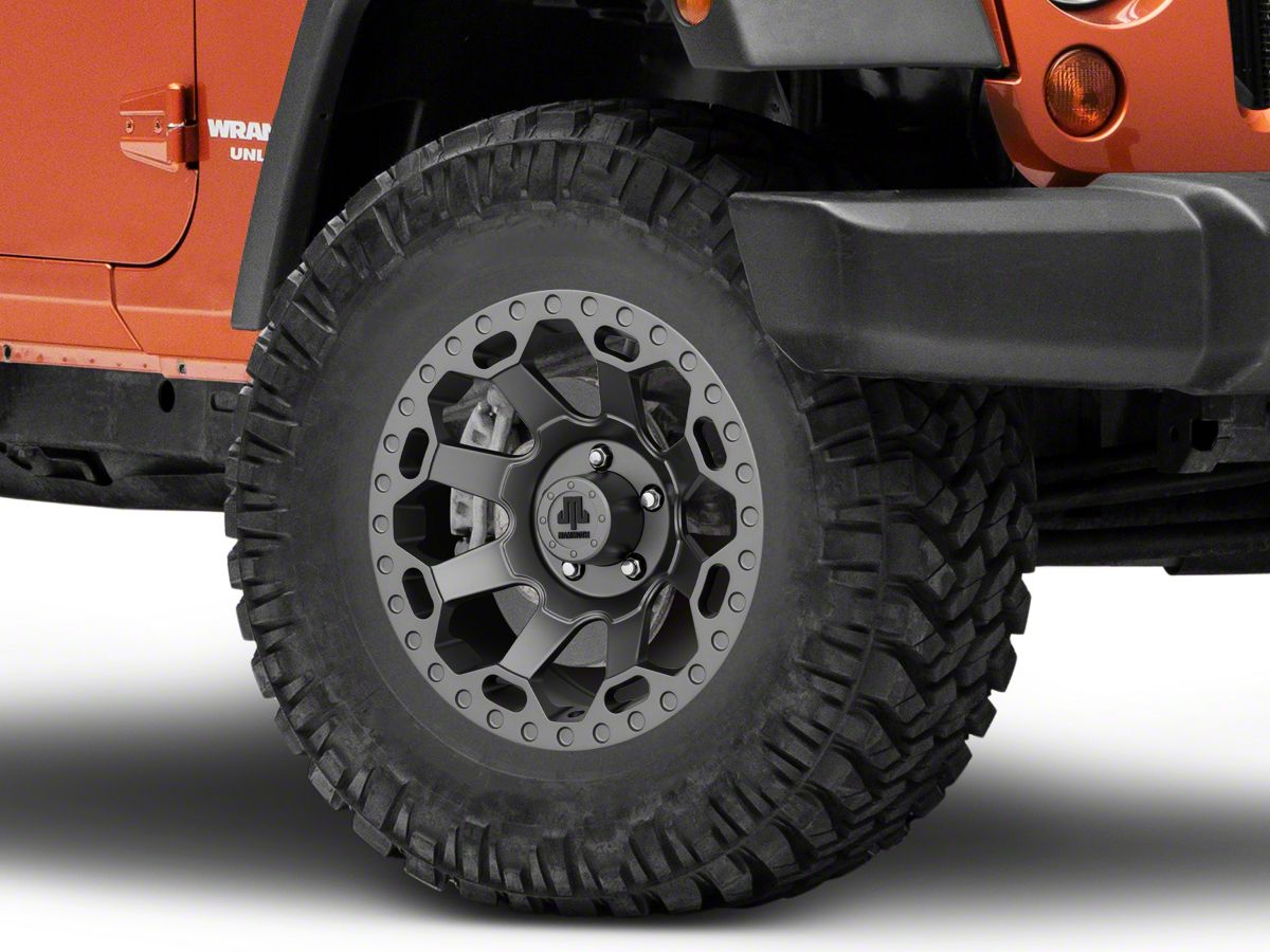 Mammoth Jeep Wrangler Synister Charcoal Wheel; 17x9 J143262 (07-18 Jeep  Wrangler JK)