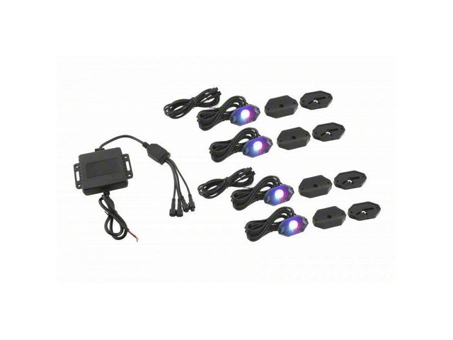 Stinger Off-Road Bluetooth Wireless RGB LED Rock Light Kits; 4-Piece Kit (07-24 Jeep Wrangler JK & JL)