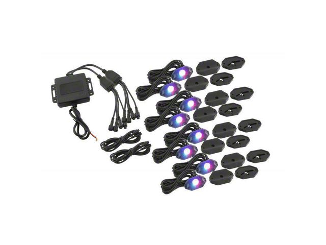 Stinger Off-Road Bluetooth Wireless RGB LED Rock Light Kits; 8-Piece Kit (20-24 Jeep Gladiator JT)