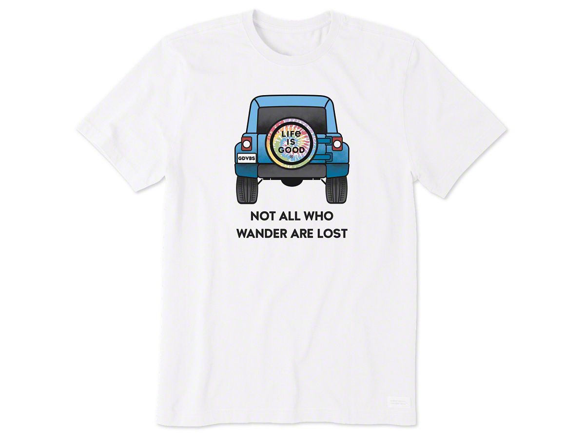 Life is Good Jeep Wrangler Women's Tie Dye 4X4 Crusher T-Shirt; Cloud White  J143354
