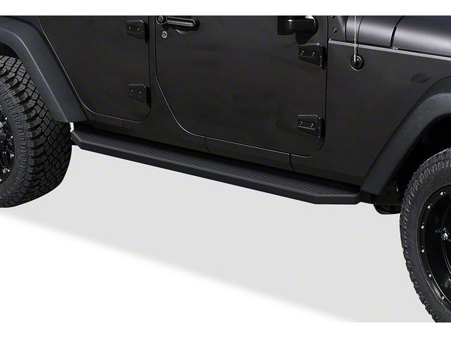 H-Style Running Boards; Black (07-18 Jeep Wrangler JK 4-Door)
