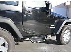 Round Tube Drop Style Nerf Side Step Bars; Black (07-18 Jeep Wrangler JK 2-Door)