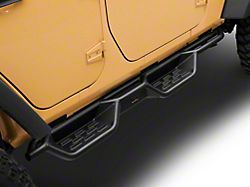 Round Tube Drop Style Nerf Side Step Bars; Black (07-18 Jeep Wrangler JK 4-Door)