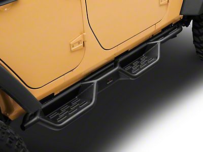 Jeep Wrangler Round Tube Drop Style Nerf Side Step Bars; Black (07-18 Jeep  Wrangler JK 4-Door) - Free Shipping