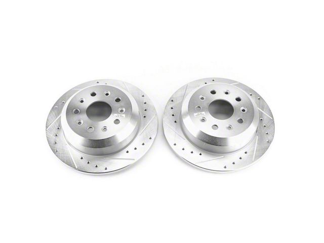 PowerStop Evolution Cross-Drilled and Slotted Rotors; Rear Pair (18-24 Jeep Wrangler JL, Excluding 4xe, Rubicon & Sahara)
