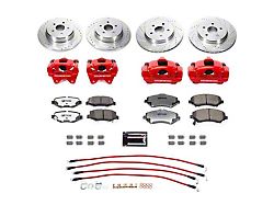 PowerStop Front and Rear Big Brake Conversion Kit with Brake Hoses; Red Calipers (07-18 Jeep Wrangler JK)