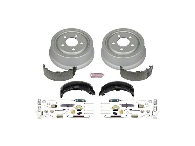 PowerStop OE Replacement Brake Drum and Pad Kit; Rear (92-01 Jeep Cherokee XJ w/ 9-Inch Rear Drums)