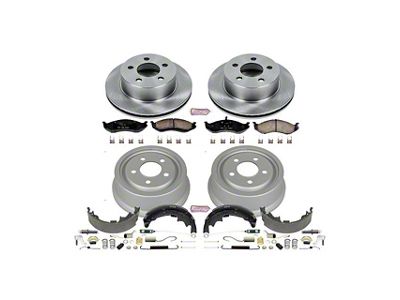 PowerStop OE Replacement Brake Rotor, Pad and Drum Kit; Front and Rear (01-06 Jeep Wrangler TJ w/ Rear Drum Brakes)