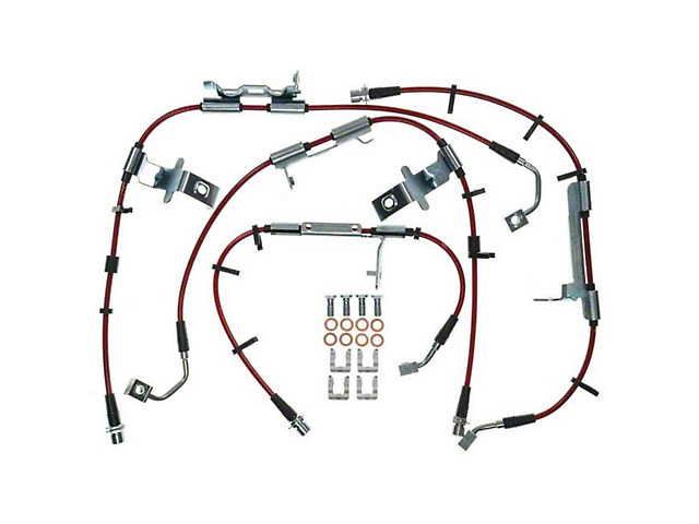 PowerStop Stainless Steel Brake Hose Kit for Stock Height; Front and Rear (18-23 Jeep Wrangler JL Rubicon, Sahara)