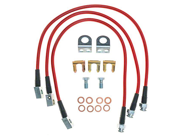 PowerStop Stainless Steel Brake Hose Kit; Front and Rear (97-06 Jeep Wrangler TJ w/ Rear Drum Brakes)