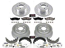 PowerStop Z23 Evolution Brake Rotor, Pad and Drum Kit; Front and Rear (01-06 Jeep Wrangler TJ w/ Rear Drum Brakes)