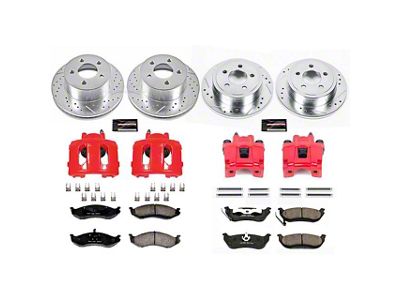 PowerStop Z23 Evolution Sport Brake Rotor, Pad and Caliper Kit; Front and Rear (03-06 Jeep Wrangler TJ w/ Rear Disc Brakes)