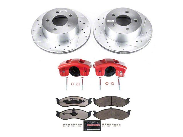 PowerStop Z36 Extreme Truck and Tow Brake Rotor, Pad and Caliper Kit; Front (90-91 4WD Jeep Cherokee XJ; 92-98 Jeep Cherokee XJ; 1999 Jeep Cherokee XJ w/ 3-1/4-Inch Composite Rotors)