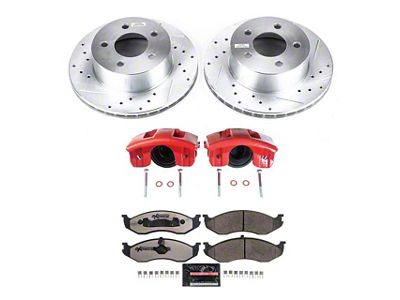 PowerStop Z36 Extreme Truck and Tow Brake Rotor, Pad and Caliper Kit; Front (90-98 Jeep Wrangler YJ & TJ; 1999 Jeep Wrangler TJ w/ 3-1/4-Inch Composite Rotors)