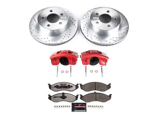 PowerStop Z36 Extreme Truck and Tow Brake Rotor, Pad and Caliper Kit; Front (1999 Jeep Cherokee XJ w/ 3-Inch Cast Rotors; 00-01 Jeep Cherokee XJ)