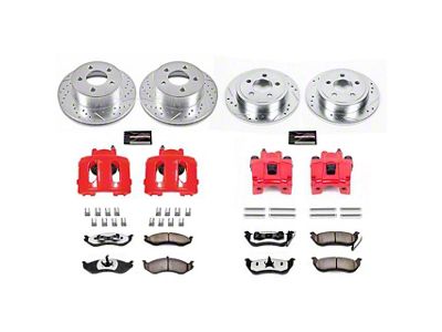 PowerStop Z36 Extreme Truck and Tow Brake Rotor, Pad and Caliper Kit; Front and Rear (03-06 Jeep Wrangler TJ w/ Rear Disc Brakes)