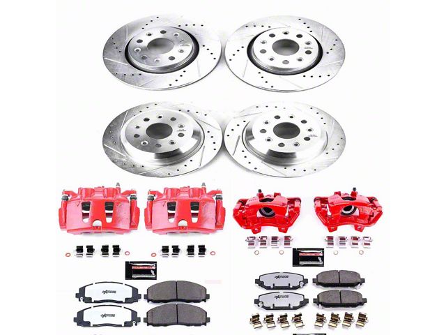PowerStop Z36 Extreme Truck and Tow Brake Rotor, Pad and Caliper Kit; Front and Rear (18-24 Jeep Wrangler JL Rubicon, Sahara, Excluding 4xe & Rubicon 392)