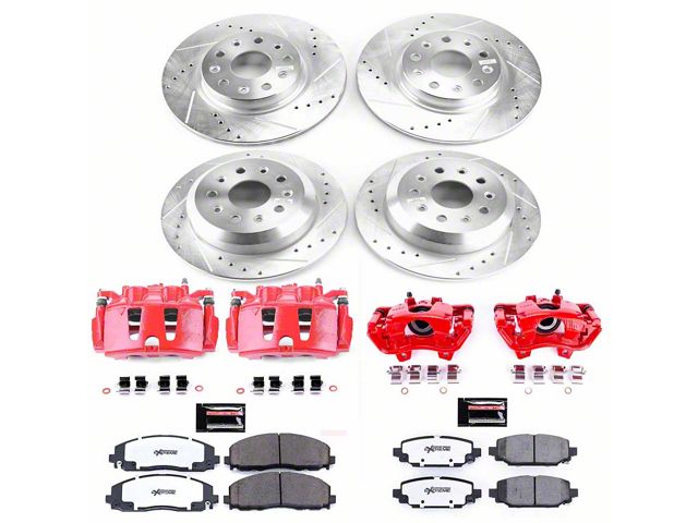 PowerStop Z36 Extreme Truck and Tow Brake Rotor, Pad and Caliper Kit; Front and Rear (18-24 Jeep Wrangler JL, Excluding 4xe, Rubicon & Sahara)