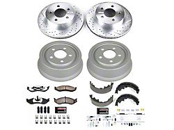 PowerStop Z36 Extreme Truck and Tow Brake Rotor, Pad and Drum Kit; Front and Rear (01-06 Jeep Wrangler TJ w/ Rear Drum Brakes)