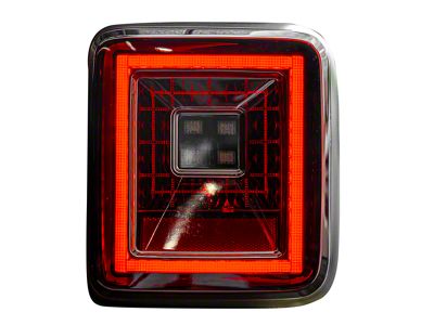 OLED Tail Lights; Black Housing; Red Smoked Lens (18-24 Jeep Wrangler JL w/ Factory Halogen Tail Lights)