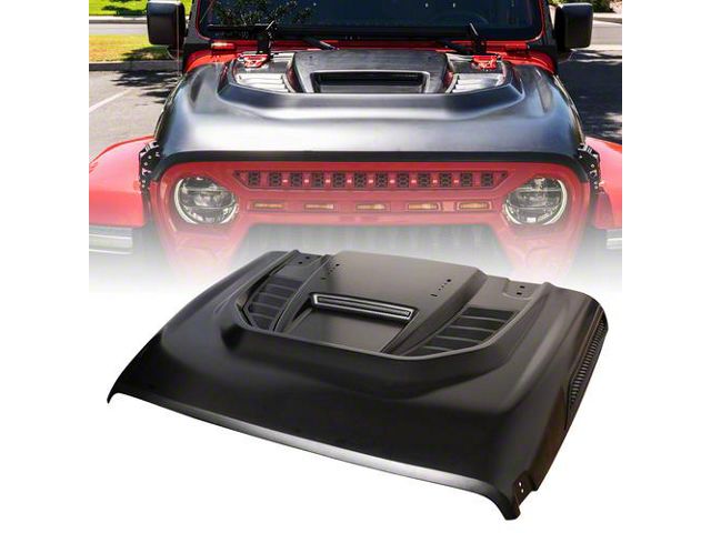 Red Rock Series Hood with Functional Air Vents; Unpainted (18-24 Jeep Wrangler JL)