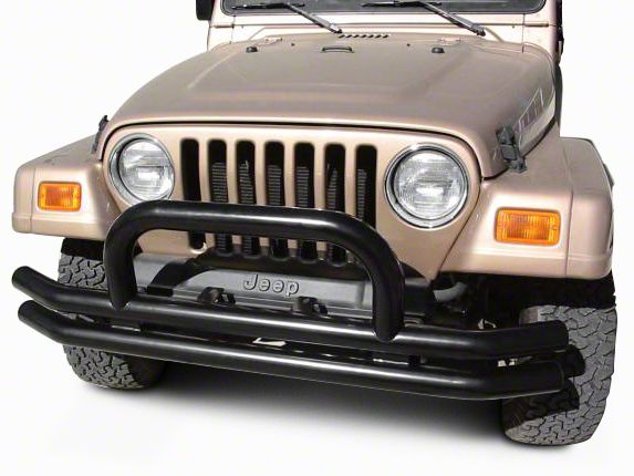 Rugged Ridge Jeep Wrangler Tubular Front Bumper w/ Hoop - Gloss Black ...