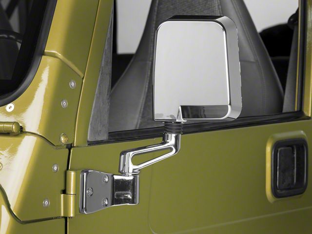 Rugged Ridge Door Mirror; Driver Side; Chrome (87-02 Jeep Wrangler YJ & TJ)